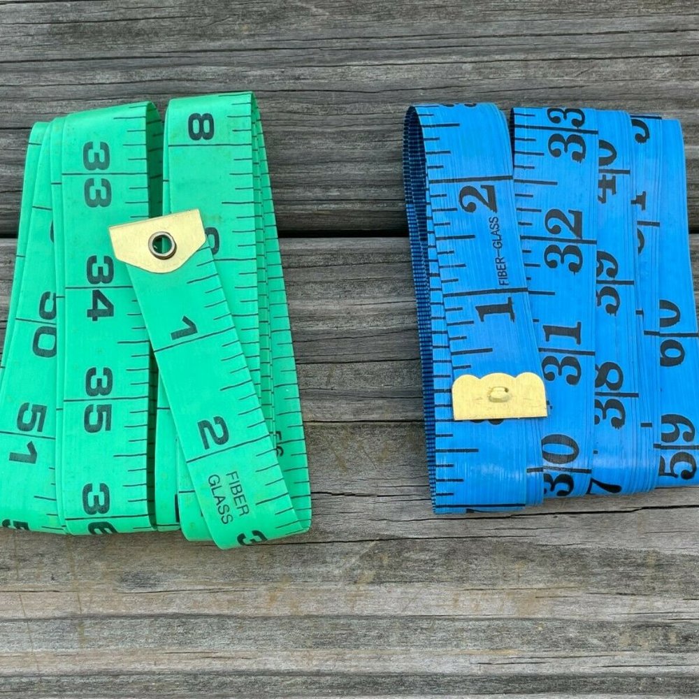 Measurement Tape Tailor Sewing Tape Lot of 2 Blue Green Fiber Glasses Tape - Picture 5 of 8